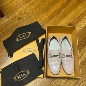 Tod's Pink Croc-Embossed Loafers